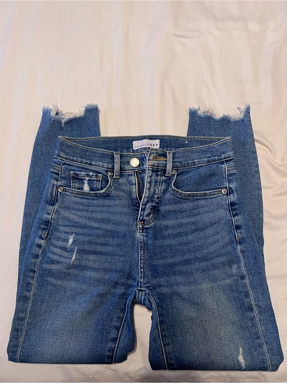 LOFT High Waist Skinny Distressed Blue Women’s Jeans